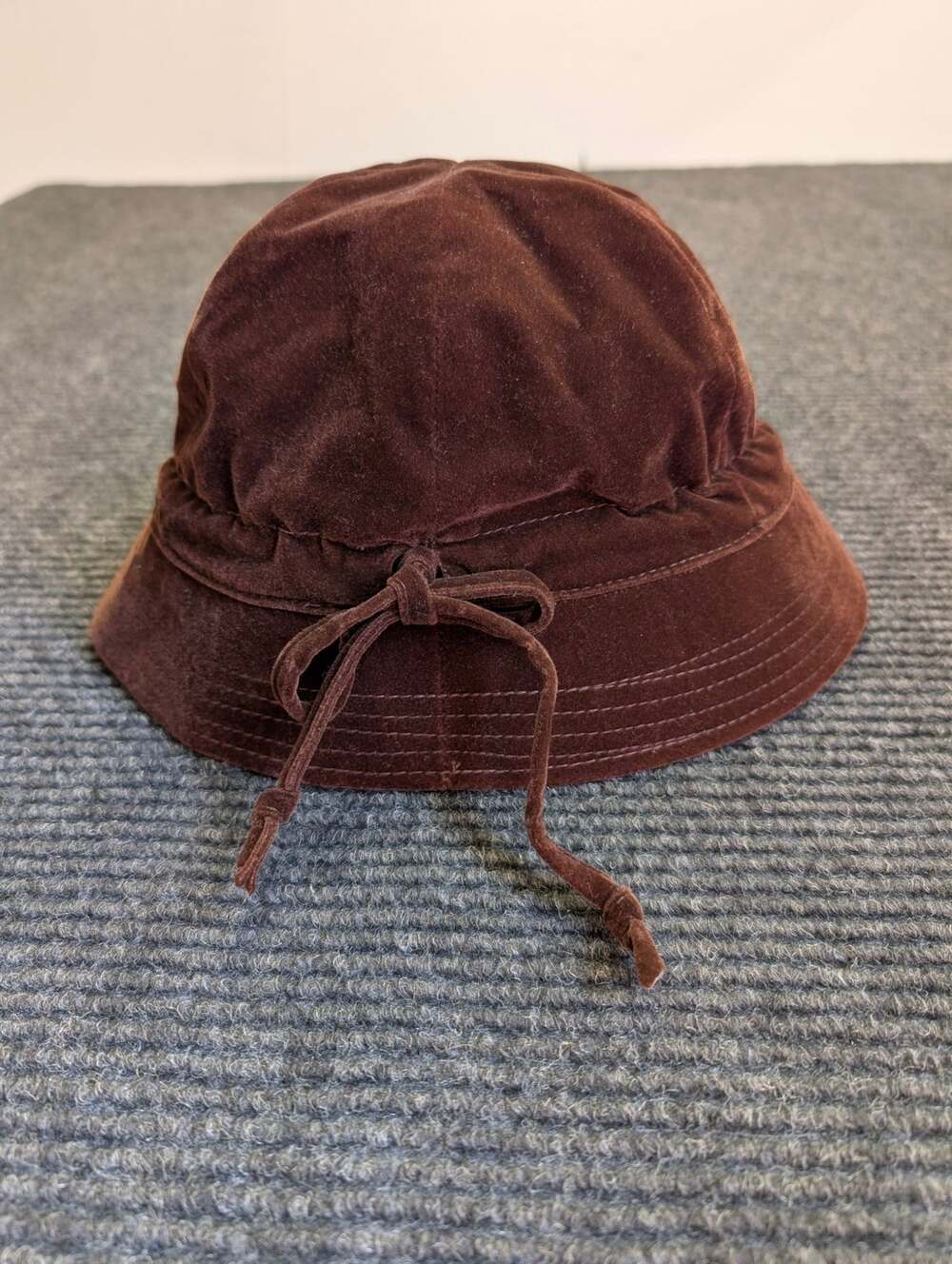 Vtg 70s London Fog Bucket Hat cloche fisherman brown velvet velour grandpacore
